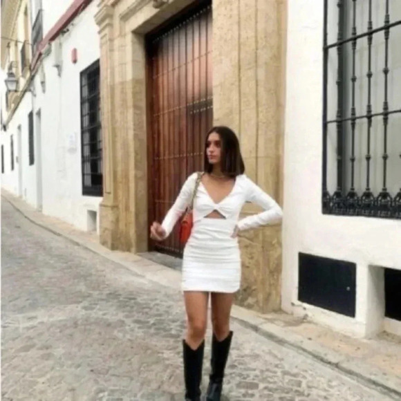 🍁 Zara cut out draped mini dress Small 8680/318 - Picture 2 of 11